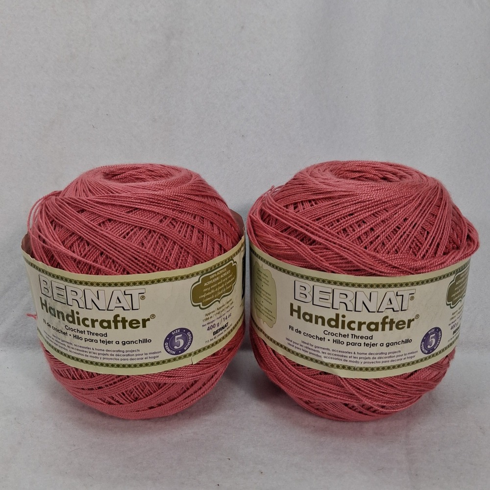 Bernat Crochet Thread 2 Pack Handicrafter Rosy Rose Size 5 Acrylic NEW